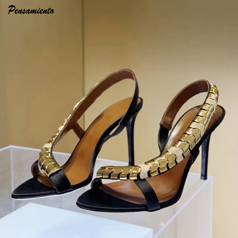 Summer Clothing Dress - Luxe strass-pailletten satijnen dames gladiatorsandalen mode