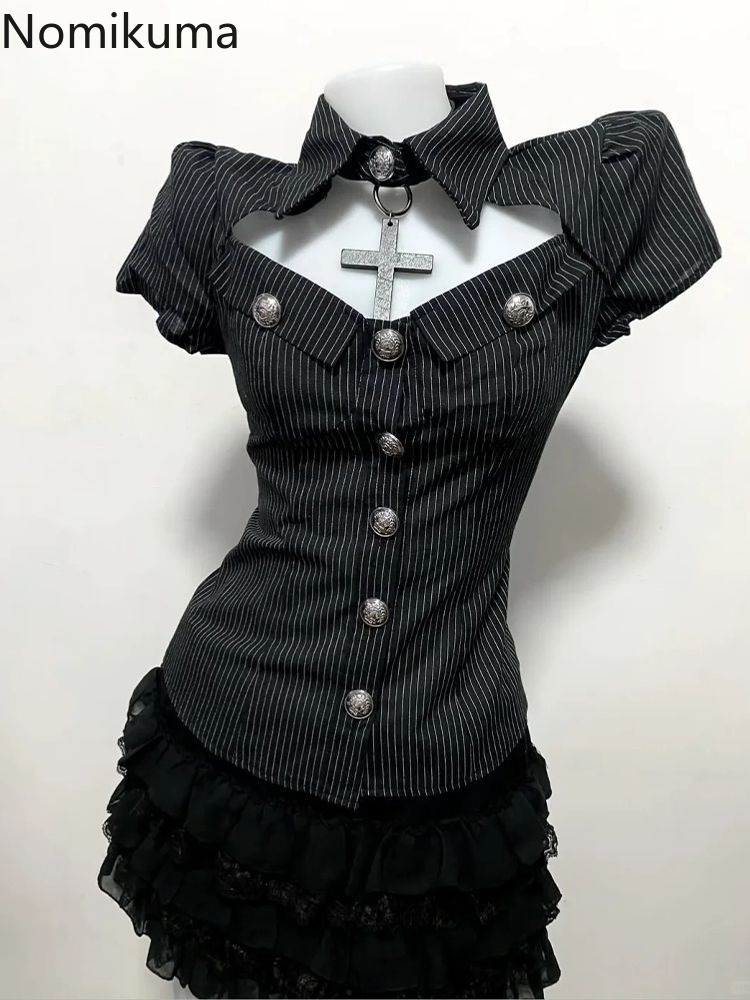 Summer Goth Clothing - Goth Tweedelige Sets Dameskleding Hol Slanke