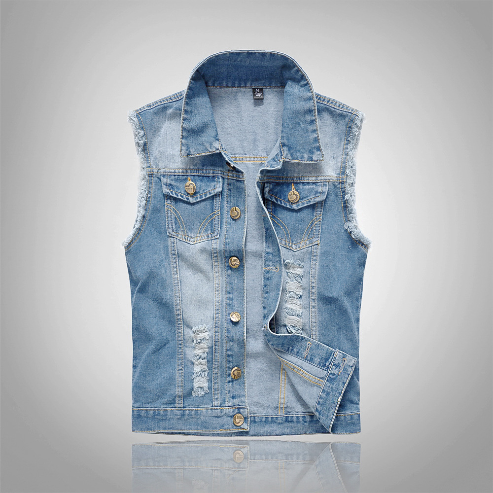Summer Clothing Motorcycle - Trendy motorfietskleding voor heren: lichtblauw spijkerjack,