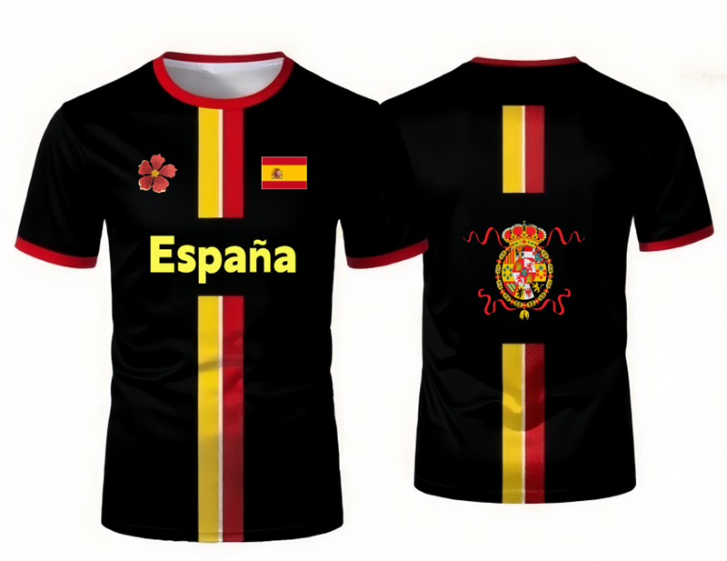 Summer Clothing In Spanish - 2026 Spaans voetbaltenue T-shirt met patroon
