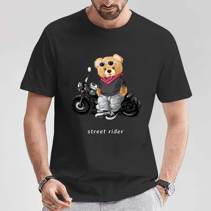 Summer Clothing Motorcycle - Motorliefhebbers Street Teddy Knight Print T-Shirt