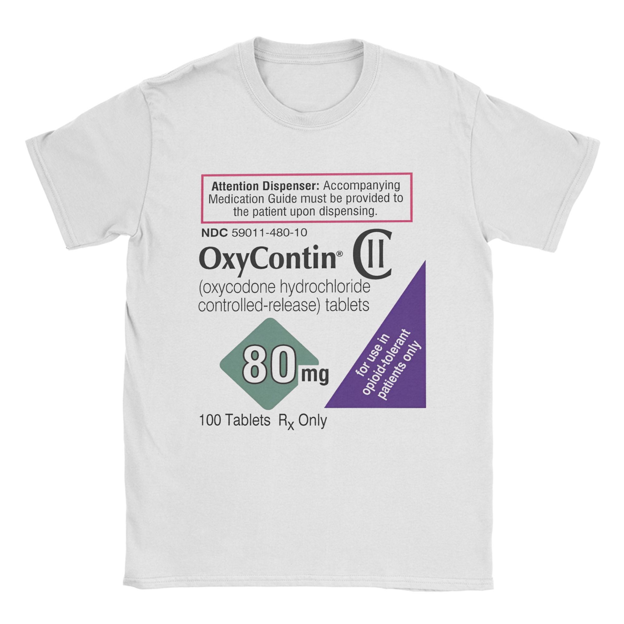 Summer Clothing Label - Oxycontin 80mg Label heren T-shirts Grappig