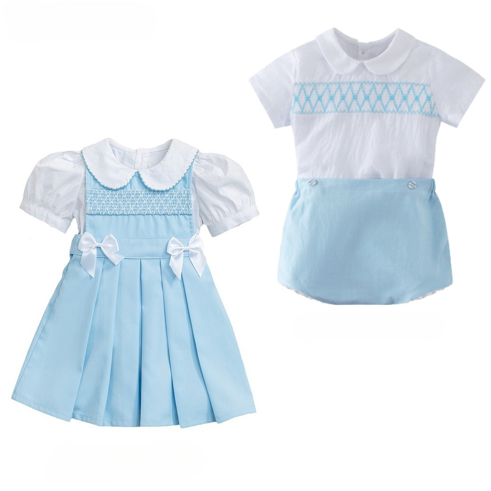 Summer Clothing In Spanish - 2026 Kinderbroer-zus set Spaanse stijl geborduurde