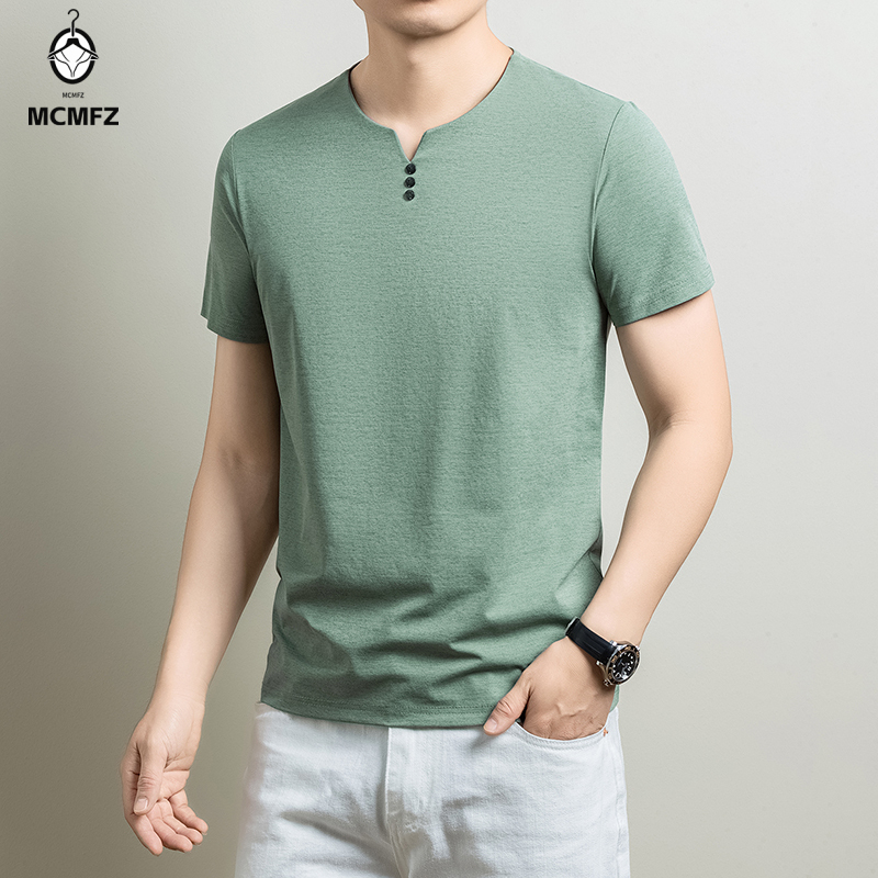 Summer Clothing Office - Basic Henley T-shirt voor heren, comfortabele