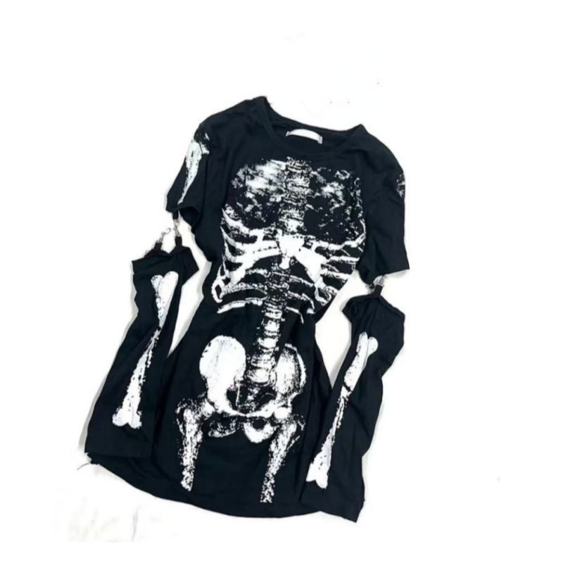 Gothic Skeleton Grafisch T-shi - Summer Goth Clothing recensie en prijs