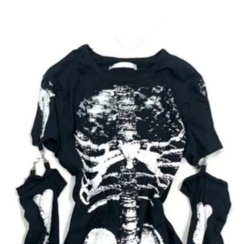 Gothic Skeleton Grafisch T-shi - Summer Goth Clothing recensie en prijs
