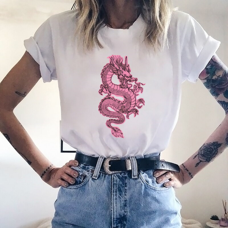Vrouwen T-shirts Roze Draak To - Summer Goth Clothing recensie en prijs