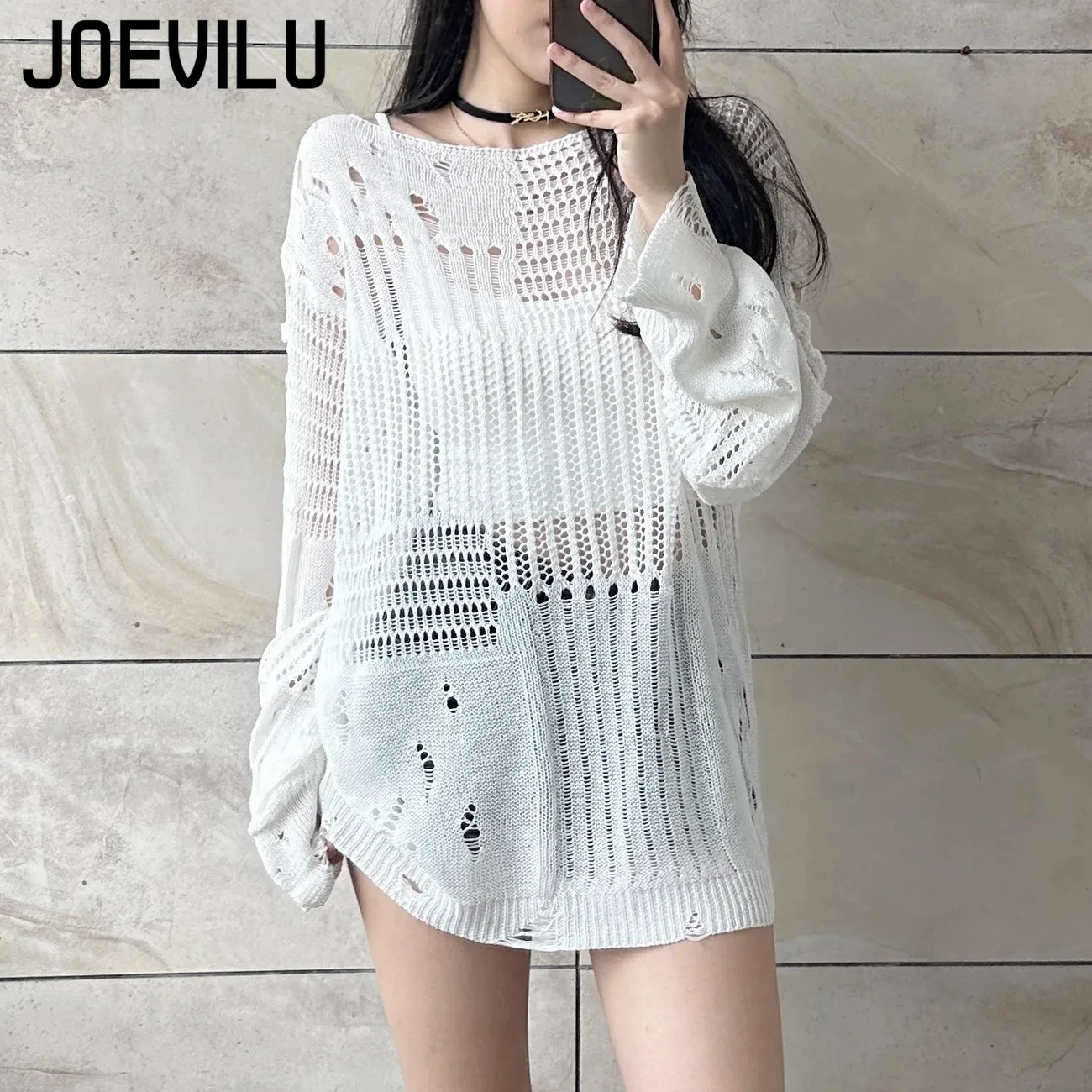 JOEVILU holle gebreide blouse  - Summer Goth Clothing recensie en prijs