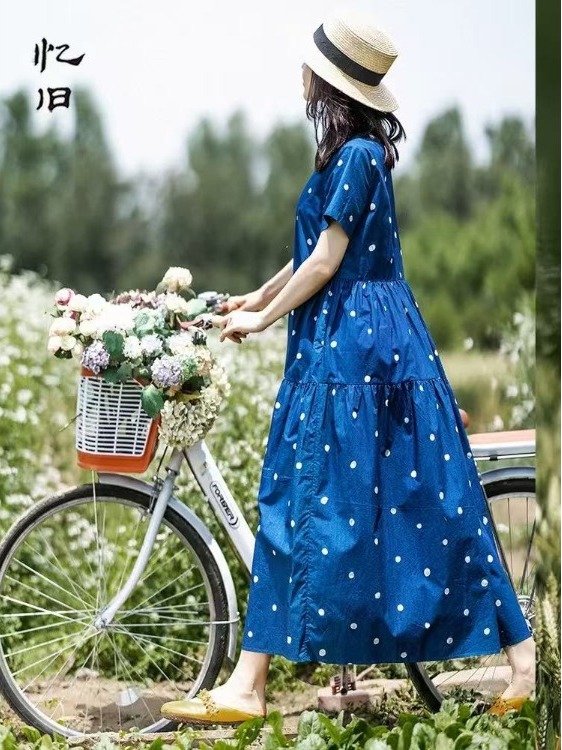 Blauwe jurk van puur katoen me - Summer Clothing Label recensie en prijs