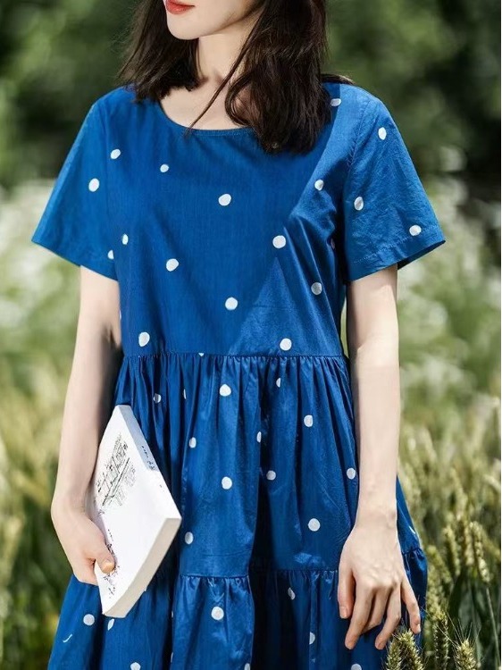 Blauwe jurk van puur katoen me - Summer Clothing Label recensie en prijs
