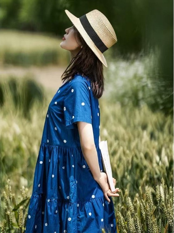 Blauwe jurk van puur katoen me - Summer Clothing Label recensie en prijs